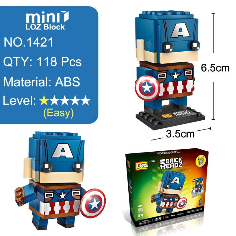 Loz Mini Building Blocks Brick Headz Super Hero Figures